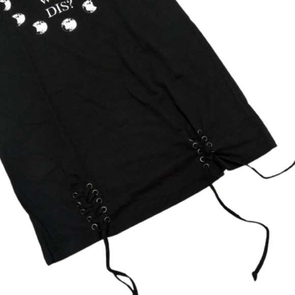 HOT TOPIC Women's Black "New Moon Who Dis?" Lace-Up Short Sleeve Dress XS - Picture 6 of 14